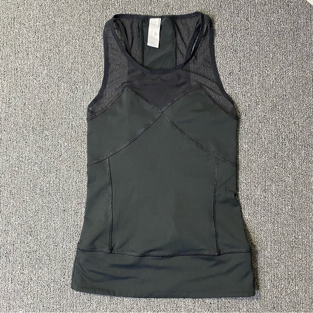Adidas Stella McCartney Black Sleeveless Mesh Women Top Whimsigoth Athleisure XS